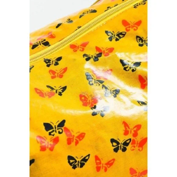 Bottega Veneta Vintage HOBO Red And Black Butterfly Print On Yellow